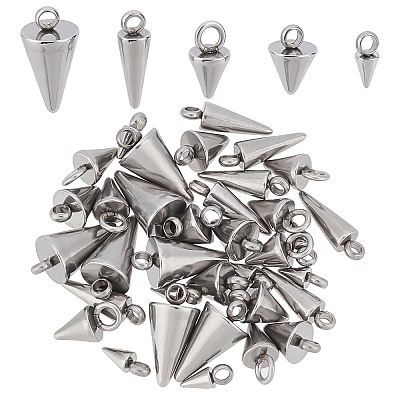 40Pcs 5 Style 304 & 201 Stainless Steel Charms STAS-SC0003-76-1