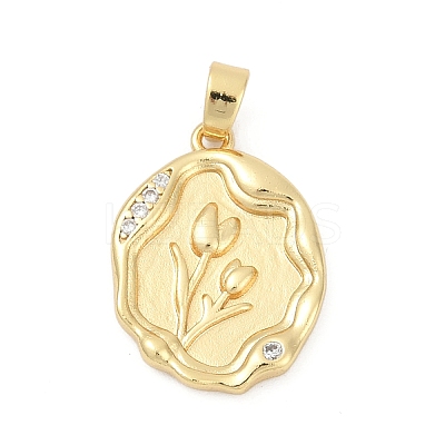 Brass Pave Cubic Zirconia Pendants KK-U062-51G-1