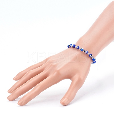 Handmade Round Evil Eye Lampwork Beaded Stretch Bracelets LS-X-BJEW-JB05974-02-1