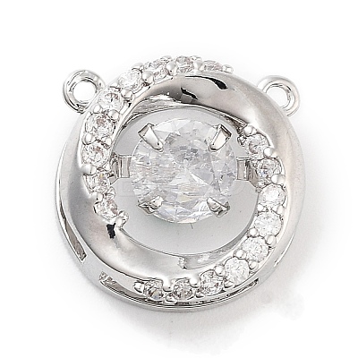 Brass Micro Pave Clear Cubic Zirconia Pendants ZIRC-L104-002P-1