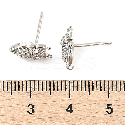 Brass Micro Pave Clear Cubic Zirconia Stud Earrings EJEW-R016-26P-07-1