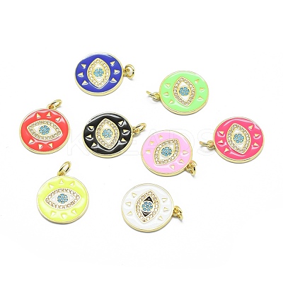 Brass Micro Pave Clear Cubic Zirconia Pendants KK-M207-F03-1