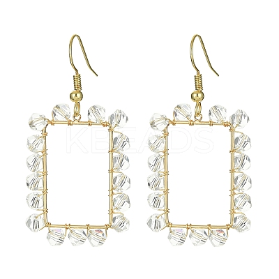 5 Pair 5 Style Brass Geometry Dangle Earrings with Glass Beaded EJEW-JE05400-1