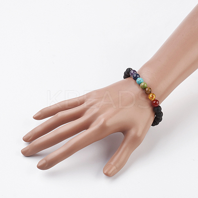 Natural & Synthetic Mixed Stone Stretch Bracelets BJEW-JB03603-1