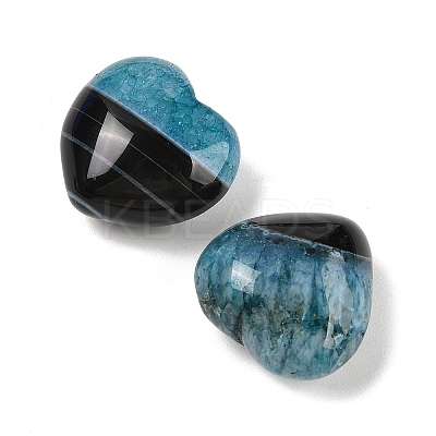 Natural Agate(Dyed & Heated) Heart Palm Stone G-Q021-04B-1