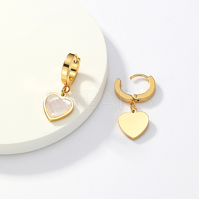 Vintage 201 Stainless Steel Heart Hoop Earrings JU3003-1