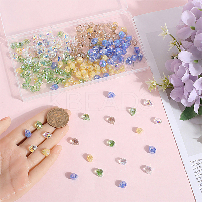 250pcs 5 Colors Transparent Electroplate Glass with Imitation Jade Glass Beads Strands EGLA-SP0001-06-1