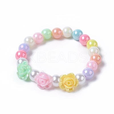 Kids Acrylic Beaded Stretch Bracelets BJEW-JB04837-M-1