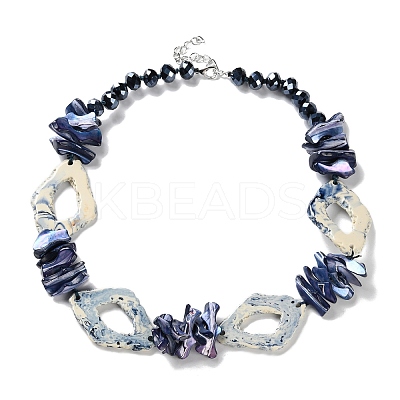 Summer Boho Glass & Dyed Natural Shell Nuggets Beaded Necklaces NJEW-H047-08-1