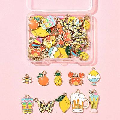 48Pcs 12 Styles Alloy Enamel Pendants ENAM-FS0003-51-1