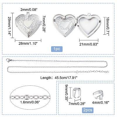 Heart Pendant Necklace DIY Making Kit DIY-DC0001-19-1