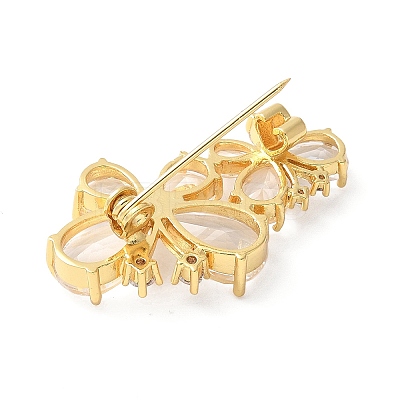 Butterfly Brass Pave Clear Cubic Zirconia Brooches for Backpack Clothes LS-JEWB-Z037-01G-1