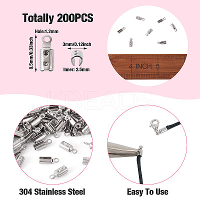 304 Stainless Steel Folding Crimp Ends X1-STAS-P107-07P-1