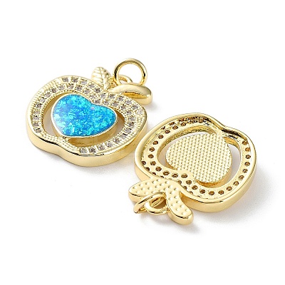 Rack Plating Brass Micro Pave Cubic Zirconia Fruit Pendants KK-C041-20G-1