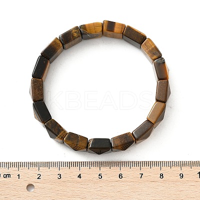 Square Natural Tiger Eye Beads Stretch Bracelets for Women Men BJEW-C097-06Q-1