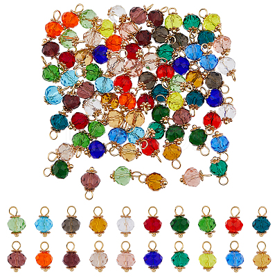 100Pcs 20 Colors Electroplate Transparent Glass Charms PALLOY-AB00140-1
