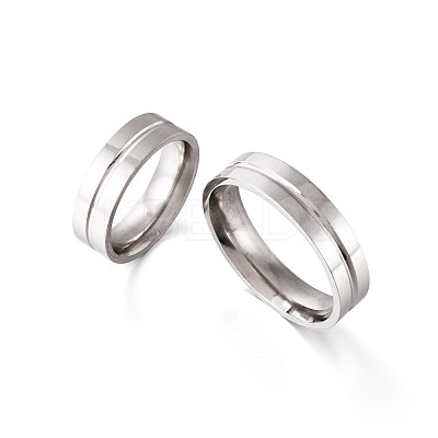 6Pcs 6 Style 202 & 201 Stainless Steel Stainless Steel Grooved Finger Ring for Men Women RJEW-YS0001-01-1