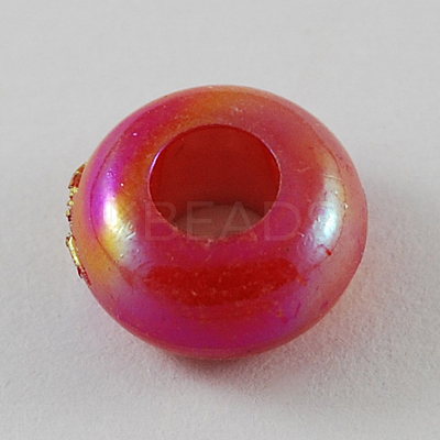 Large Hole Opaque AB Color Acrylic Rondelle European Beads SACR-R697-M44-1
