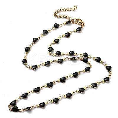 Ion Plating(IP) Golden 304 Stainless Steel Heart Link Chain Necklaces NJEW-E098-02G-04-1