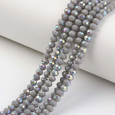 Electroplate Opaque Solid Color Glass Beads Strands X1-EGLA-A034-P8mm-L13-1