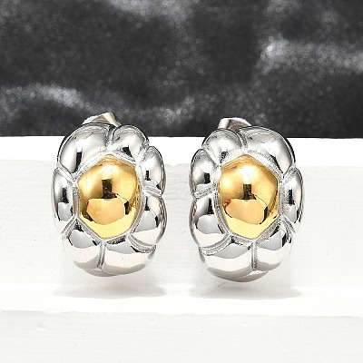 304 Stainless Steel Two-tone Stud Earrings for Women EJEW-R023-01GP-06-1