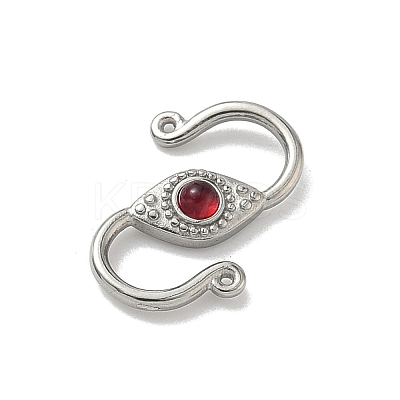 304 Stainless Steel Rhinestone S-Hook Clasps STAS-G373-05P-1