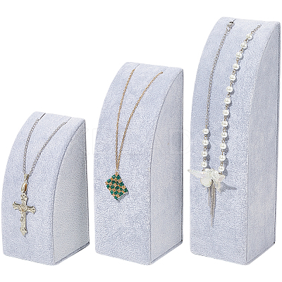 3Pcs 3 Sizes Vertical Wooden Covered with Velvet Necklace Display Stands NDIS-WH20001-03A-1