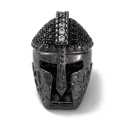 Helmet Shape Brass with Cubic Zirconia Beads KK-S406-15A-1
