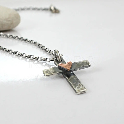 Bohemian Vintage Alloy Cross with Heart Pendant Necklaces FS-WG4EA27-01-1