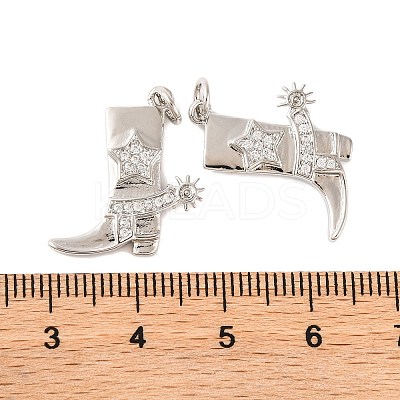 Rack Plating Brass Micro Pave Clear Cubic Zirconia Pendants KK-H486-19P-1