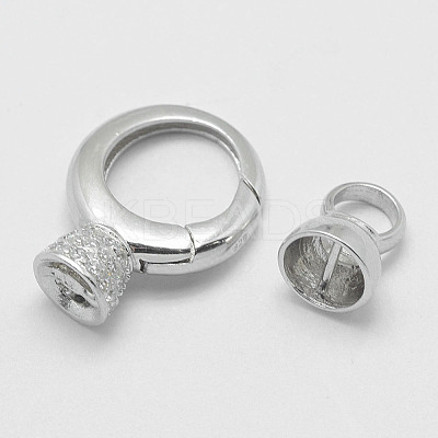 Anti-Tarnish Rhodium Plated 925 Sterling Silver Key Clasps STER-E056-048P-1