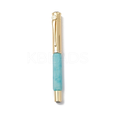 Dyed Natural Quartz Brass Pens AJEW-M209-04G-1