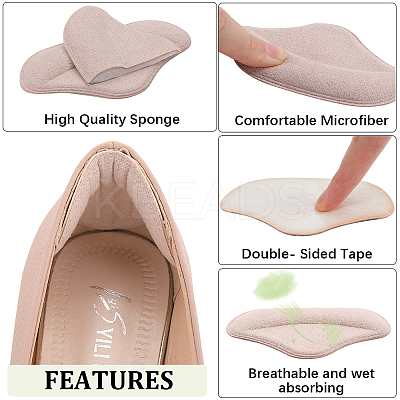 6 Pairs 2 Colors Cotton Anti-Wear Heel Grips FIND-GF0005-49-1