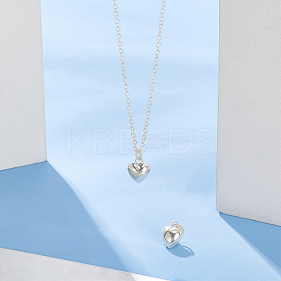 2Pcs 925 Sterling Silver Puffed Heart Charms with Jump Rings STER-UN0001-61S-1