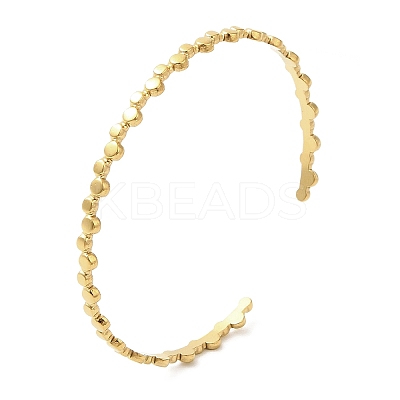 Ion Plating(IP) 304 Stainless Steel Flat Round Wrap Cuff Bangles for Women BJEW-L682-010G-1