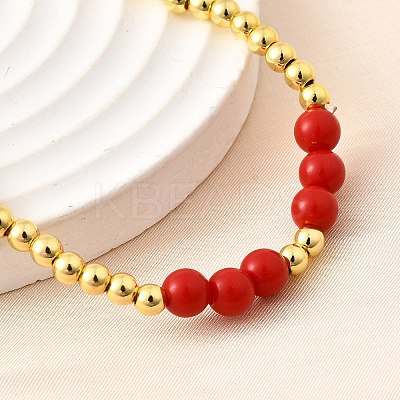 ABS Imitation Pearl Round Beads Stretch Bracelets for Women BJEW-D317-12B-G-1
