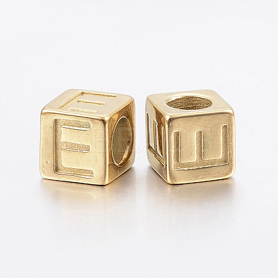 304 Stainless Steel Large Hole Letter European Beads STAS-H428-01G-E-1
