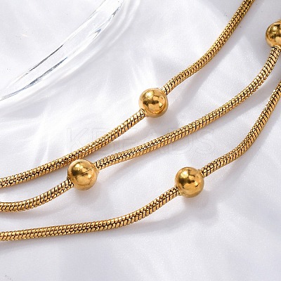 Stainless Steel Multi-strand Ball Bracelets BJEW-L687-01G-1