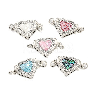 Rack Plating Brass Micro Pave Cubic Zirconia & Shell & Enamel Box Clasps KK-S373-05P-1