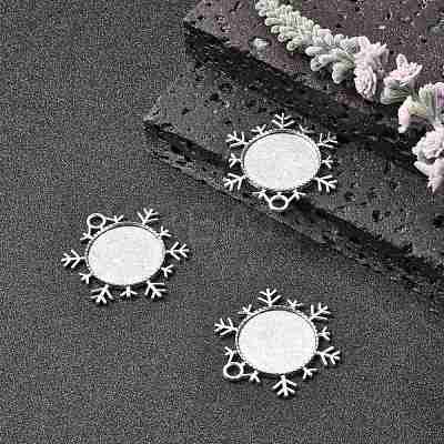 Christmas Ornaments Alloy Snowflake Pendant Cabochon Settings TIBEP-O006-29AS-1
