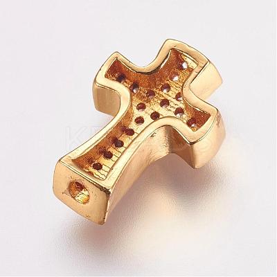 Brass Micro Pave Cubic Zirconia Beads ZIRC-G087-28G-1