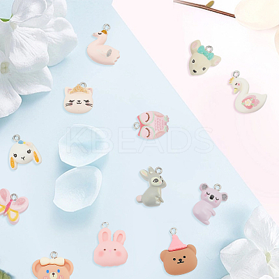 42Pcs 12 Styles Opaque Resin Pendants RESI-AR0001-45-1