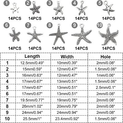 Tibetan Style Alloy Starfish/Sea Stars Shape Pendants TIBEP-PH0001-14AS-RS-1