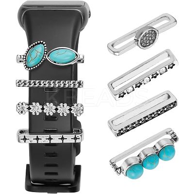 8Pcs Synthetic Turquoise Horse Eye Watch Band Charms FIND-NB0003-22-1