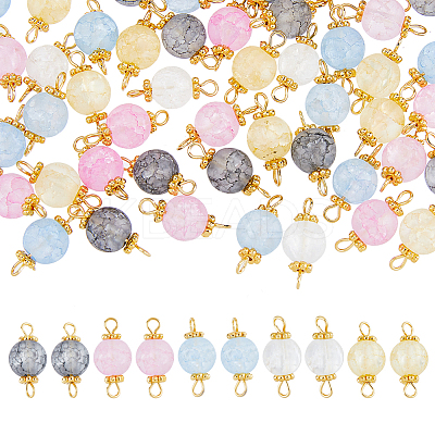 100Pcs Synthetic Crackle Quartz Connector Charms FIND-DC0002-50-1