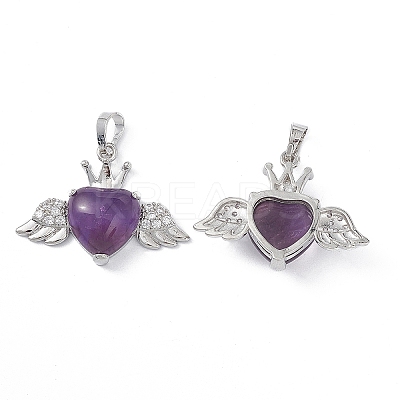 Natural Amethyst Pendants G-P492-02P-03-1
