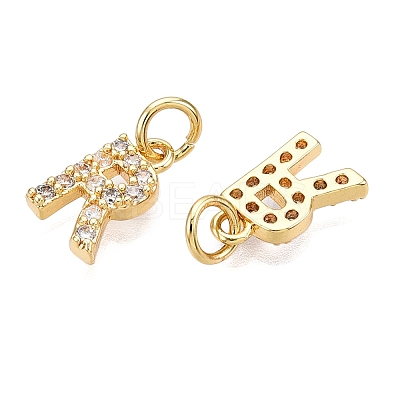 Brass Micro Pave Clear Cubic Zirconia Charms KK-ZX025-07R-1