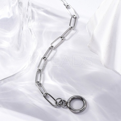 Tarnish Resistant 304 Stainless Steel Paperclip Chain Bracelets X-BJEW-JB04967-1
