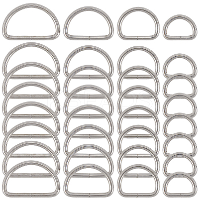 40Pcs 4 Styles Iron D Rings IFIN-SP0001-22P-1