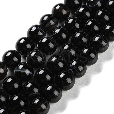 Natural Striped Agate/Banded Agate Beads Strands G-Z060-A01-C08-1
